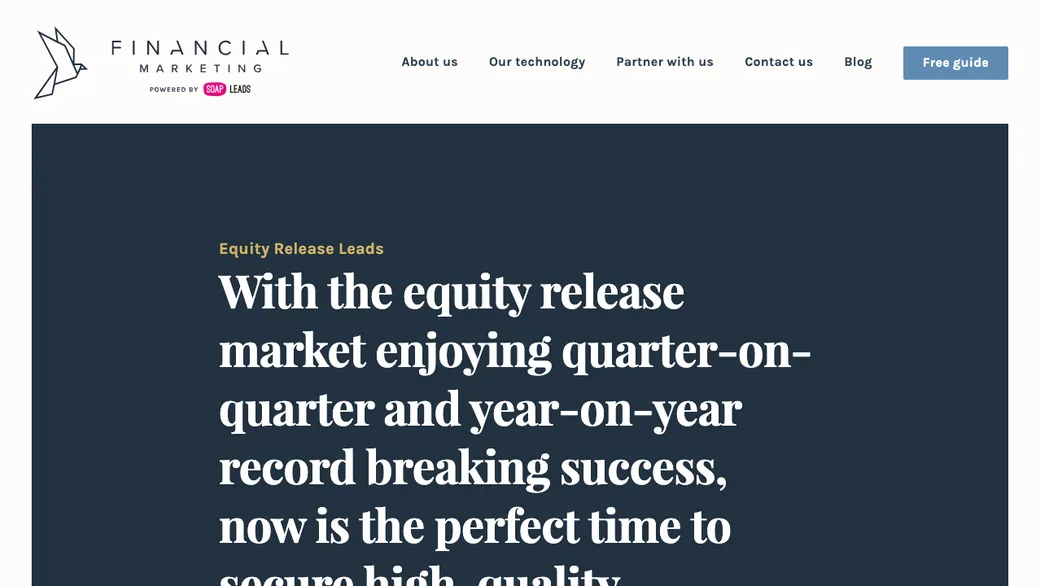 Financial Marketing Agency equity release leads page
