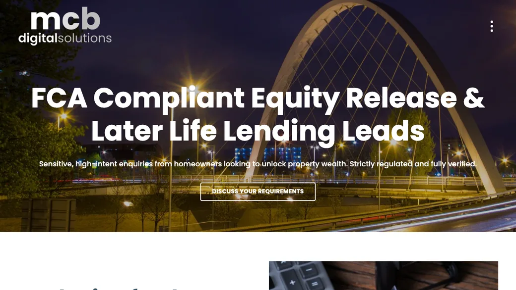 MCB Digital Solutions equity release lead generation page