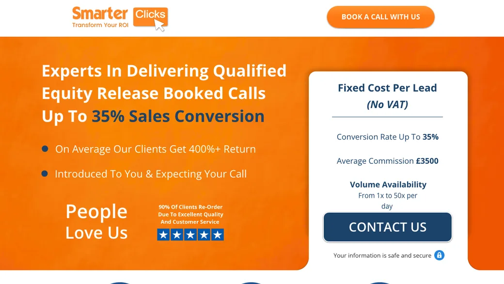 Smarter Clicks equity release lead generation website