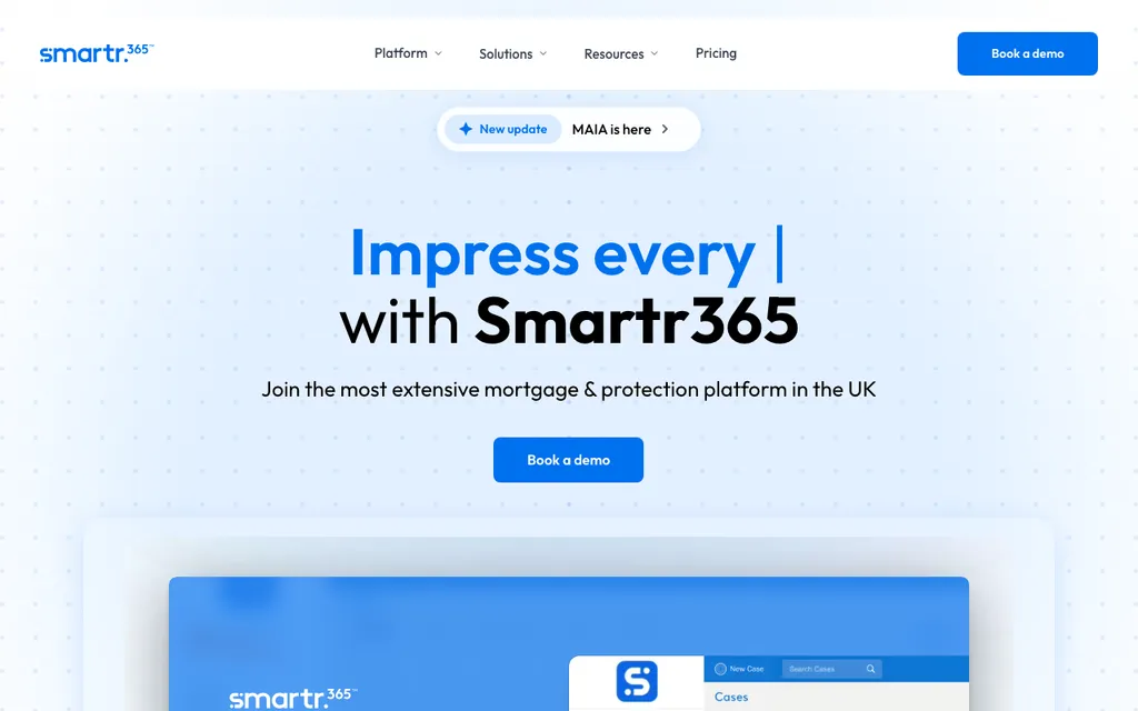 Smartr365 mortgage broker CRM homepage