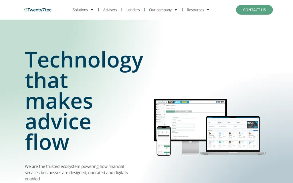 Twenty7tec mortgage sourcing platform homepage
